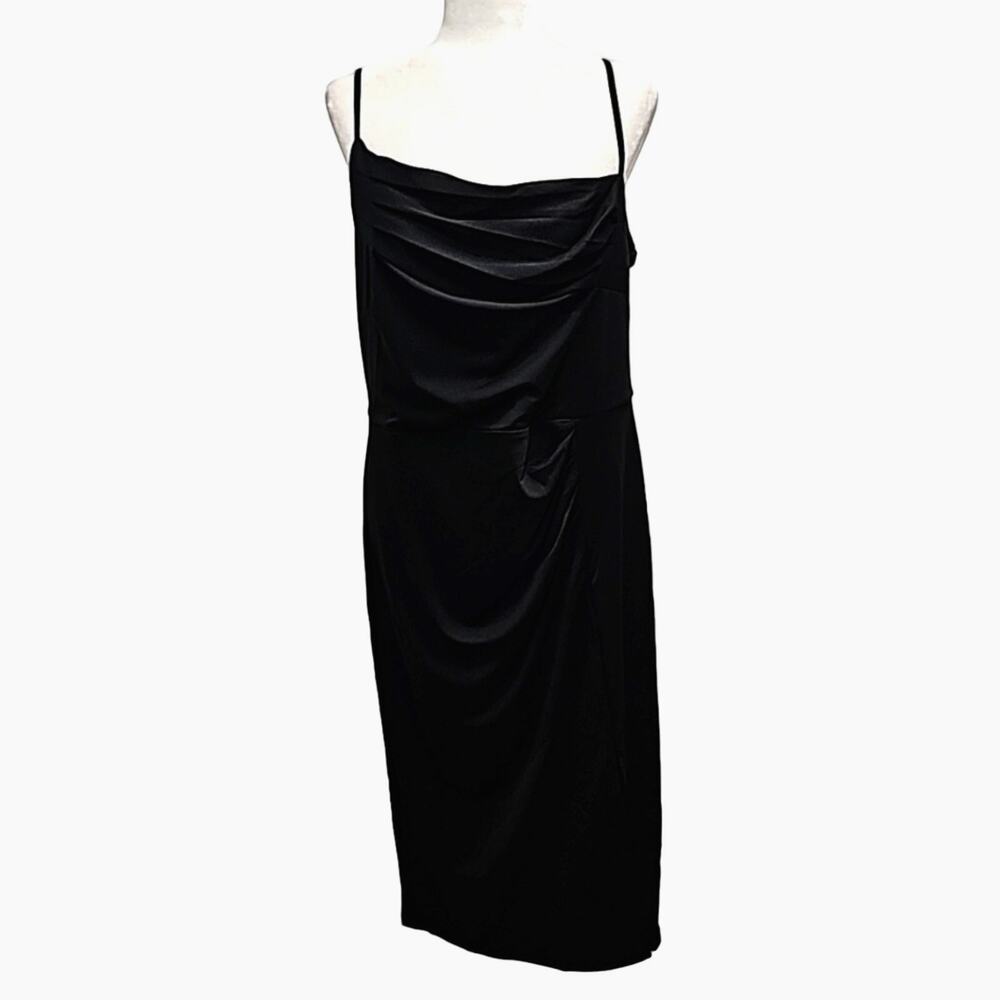 Grace Karin Womens Little Black Midi Dress Spaghetti Straps Slit Size XL (NWT)